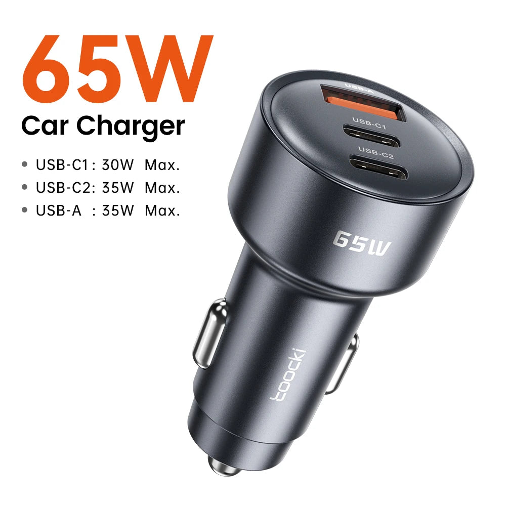 Toocki 65W Car Charger PD 35W Fast Charge for iPhone 16 15 14 Samsung S24 AFC USB C Car Phone Charger for Xiaomi Huawei Realme