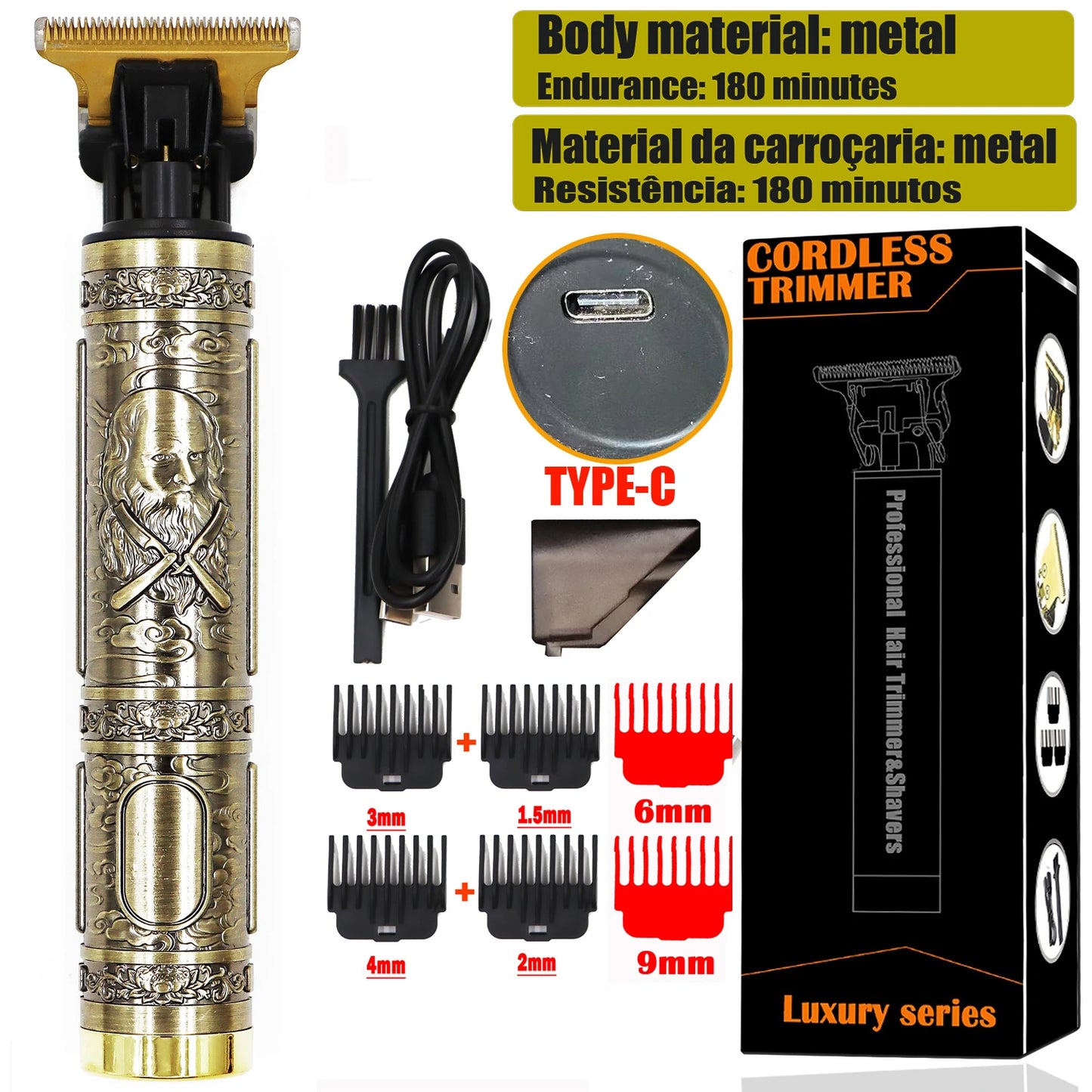 OHS Electric Hair Clipper Professional USB Cordless Clipper Professional Beard Trimmer Haircut Grooming Kit Hair Cutting Machine