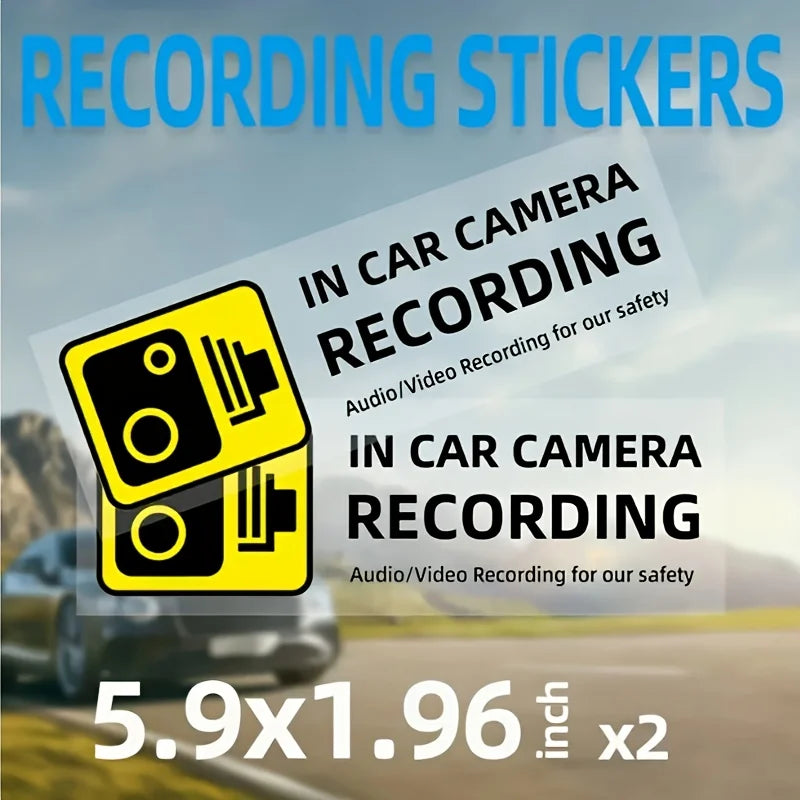 2pcsCar Camera Warning Sticker，Color Recording Warning Sticker