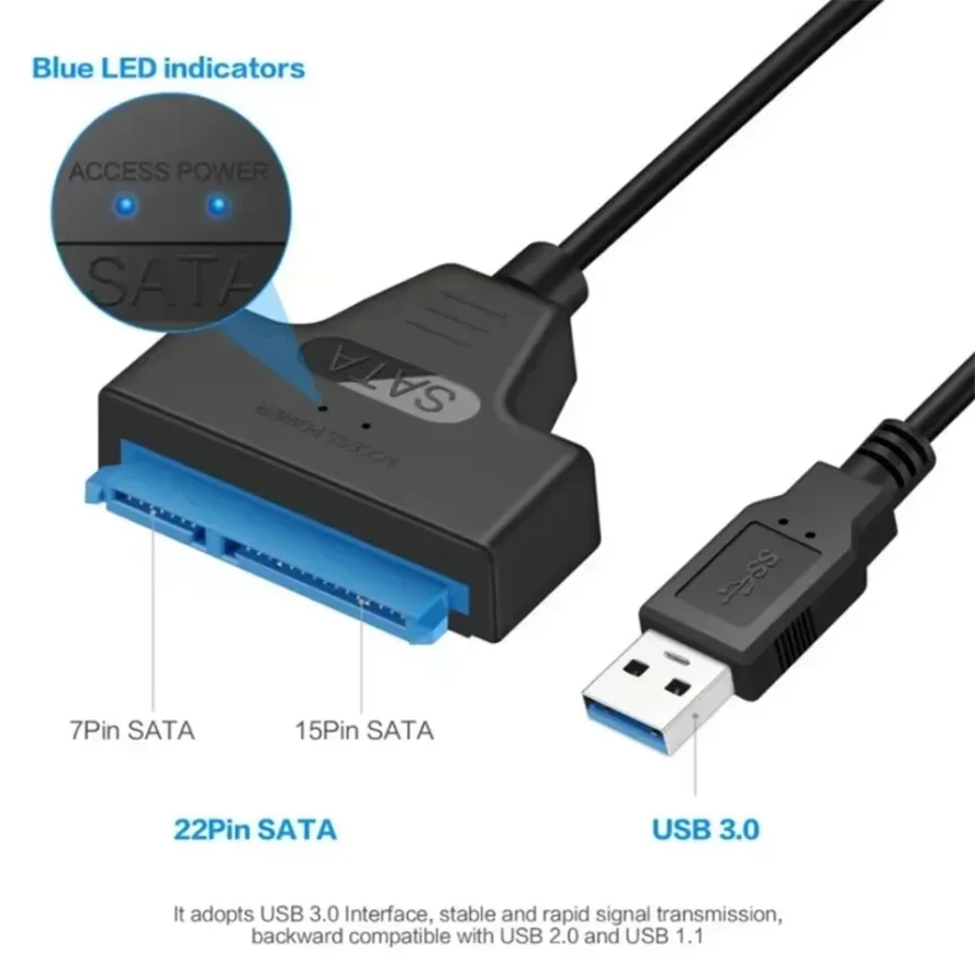USB 3.0 / 2.0 To SATA Cable Adapter Extension Computer Cables Connectors Support 2.5 Inches External Ssd Hdd Hard Drive Adapter