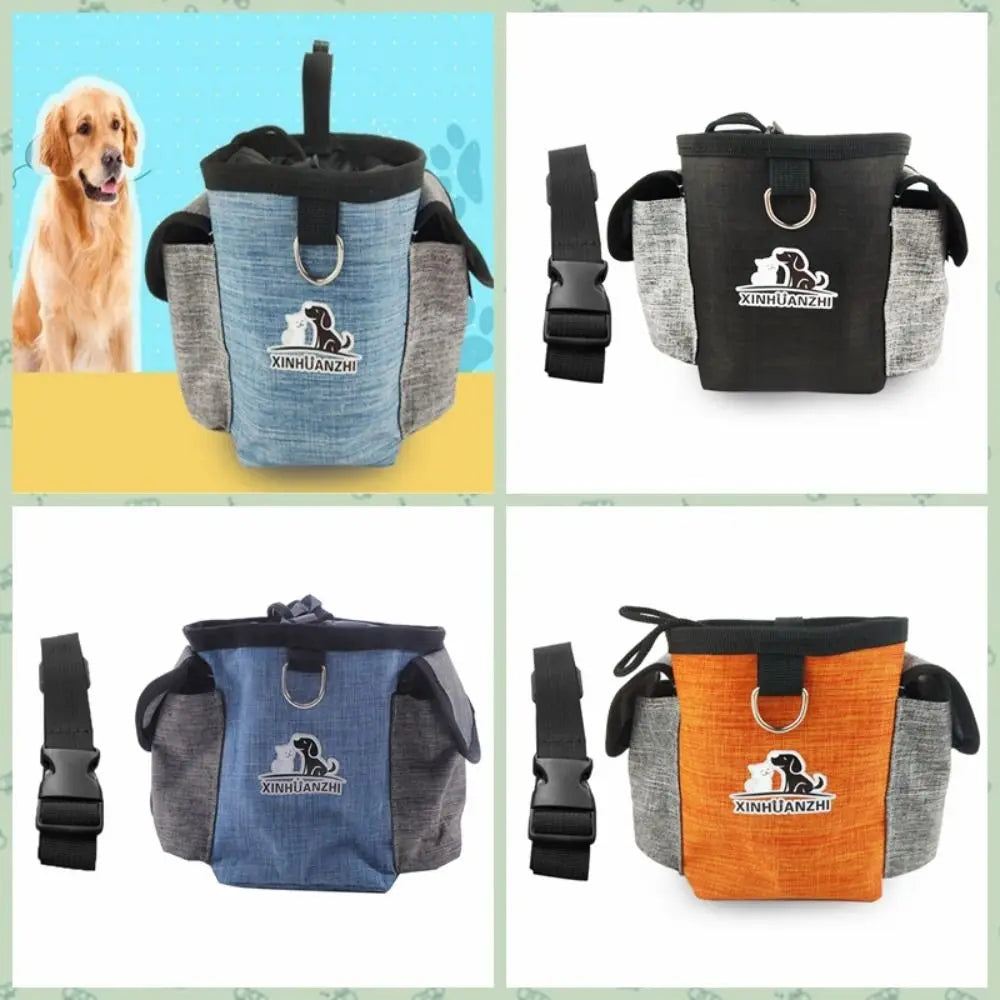 Oxford Dog Treat Bag Large Capacity with Adjustable Strap Dog Training Pouch with Poop Bag Hole Water Proof
