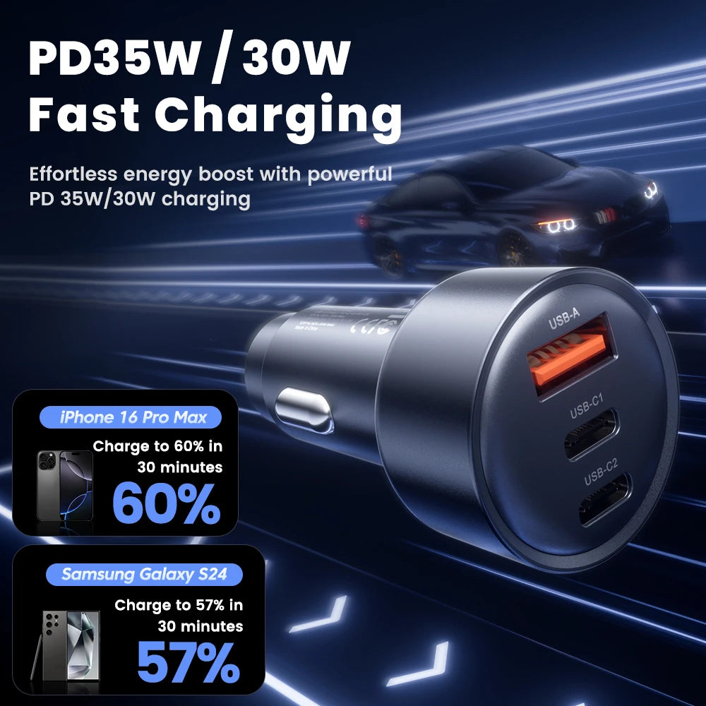 Toocki 65W Car Charger PD 35W Fast Charge for iPhone 16 15 14 Samsung S24 AFC USB C Car Phone Charger for Xiaomi Huawei Realme