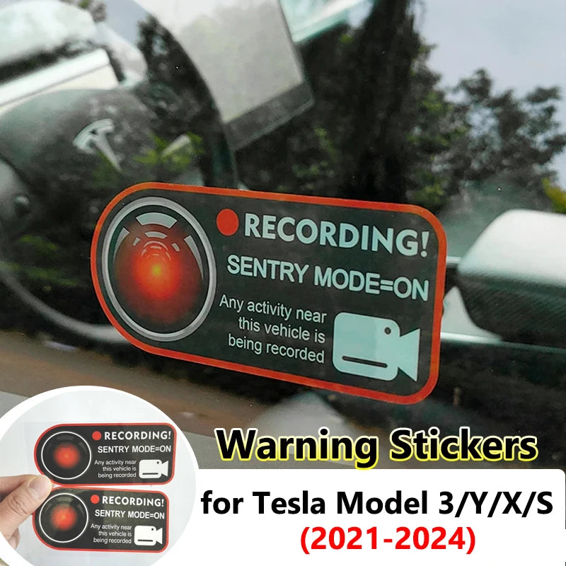 for Tesla Model 3 Highland 2024 Warning Sticker Invader Sentinel Sentry Mode Static Car Stickers Model Y X S 2023 Accessories