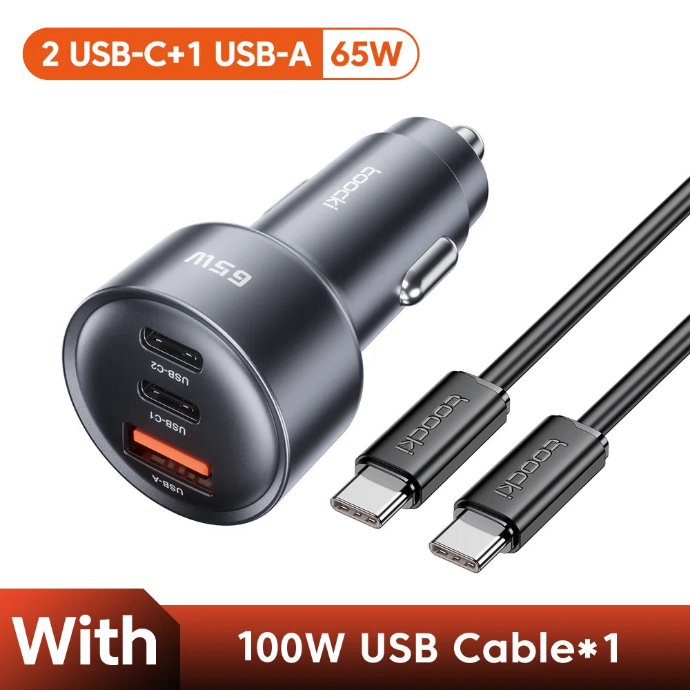Toocki 65W Car Charger PD 35W Fast Charge for iPhone 16 15 14 Samsung S24 AFC USB C Car Phone Charger for Xiaomi Huawei Realme