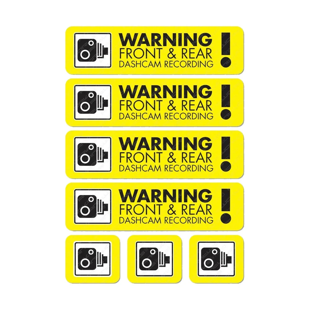 Pack of 7 ash Cam Recording Stickers CCTV In Car Video Camera Decal Sticker PRINTED