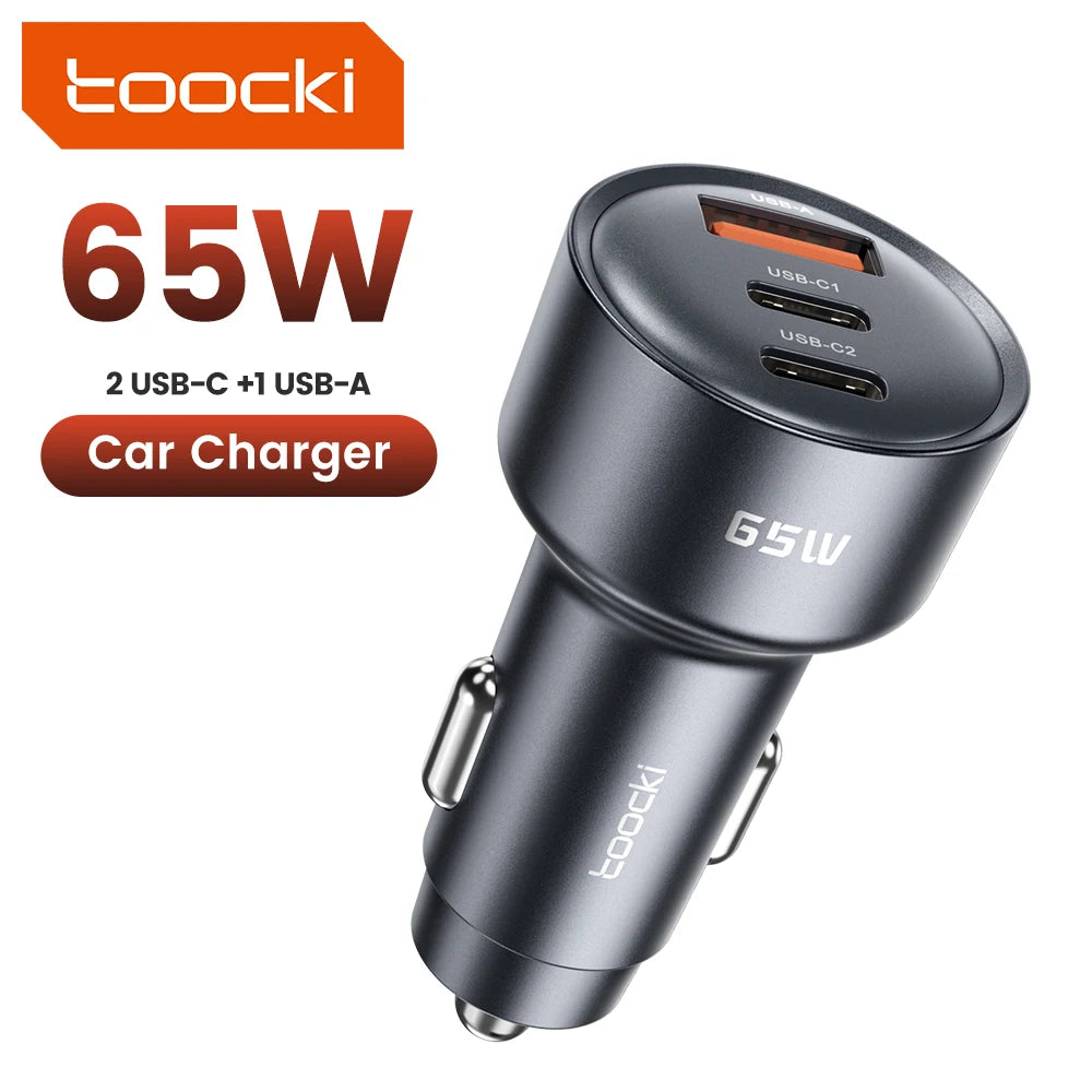 Toocki 65W Car Charger PD 35W Fast Charge for iPhone 16 15 14 Samsung S24 AFC USB C Car Phone Charger for Xiaomi Huawei Realme