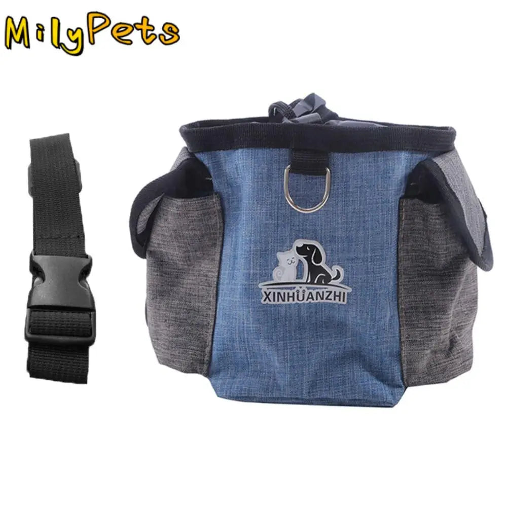 Oxford Dog Treat Bag Large Capacity with Adjustable Strap Dog Training Pouch with Poop Bag Hole Water Proof