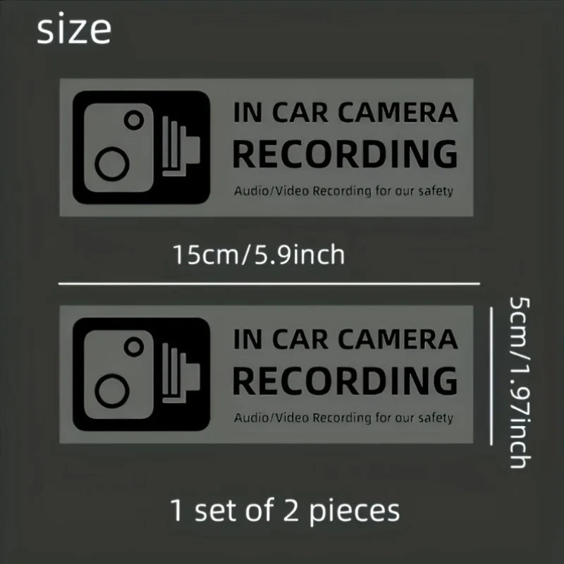 2pcsCar Camera Warning Sticker，Color Recording Warning Sticker