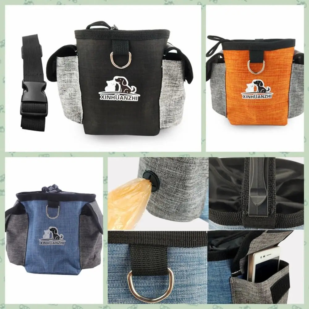 Oxford Dog Treat Bag Large Capacity with Adjustable Strap Dog Training Pouch with Poop Bag Hole Water Proof