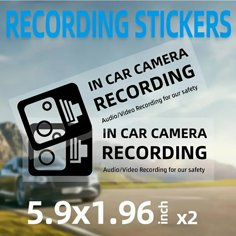 2pcsCar Camera Warning Sticker，Color Recording Warning Sticker
