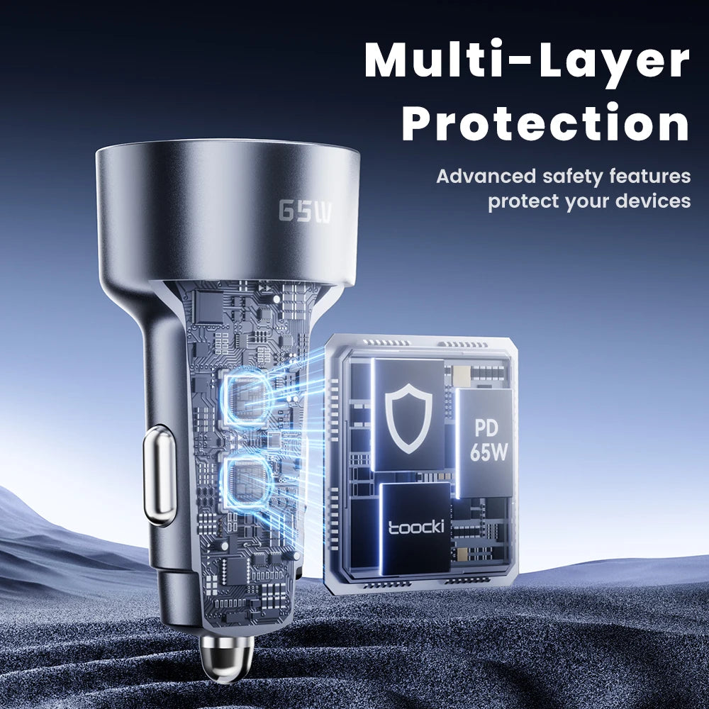 Toocki 65W Car Charger PD 35W Fast Charge for iPhone 16 15 14 Samsung S24 AFC USB C Car Phone Charger for Xiaomi Huawei Realme