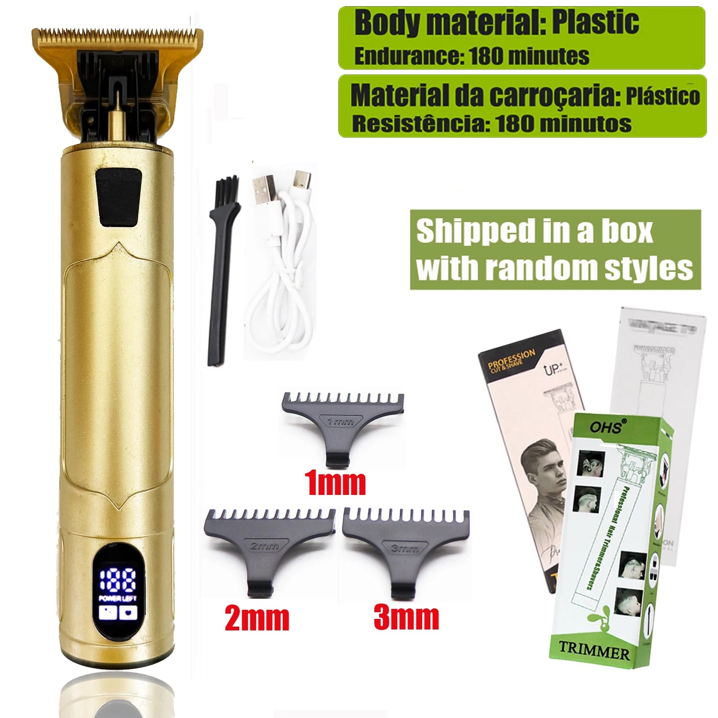 OHS Electric Hair Clipper Professional USB Cordless Clipper Professional Beard Trimmer Haircut Grooming Kit Hair Cutting Machine