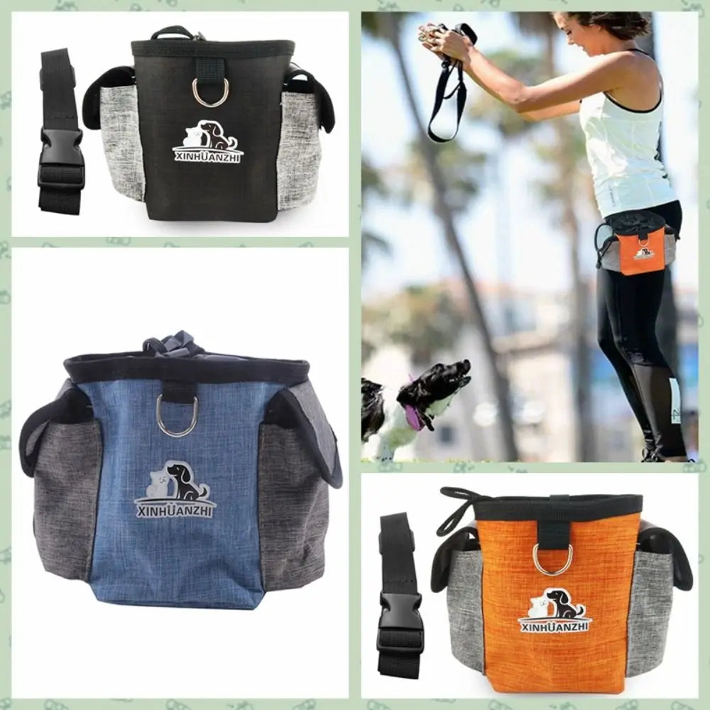 Oxford Dog Treat Bag Large Capacity with Adjustable Strap Dog Training Pouch with Poop Bag Hole Water Proof