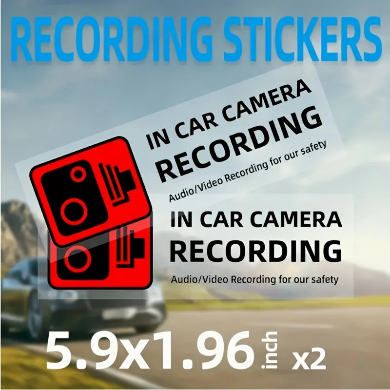 2pcsCar Camera Warning Sticker，Color Recording Warning Sticker