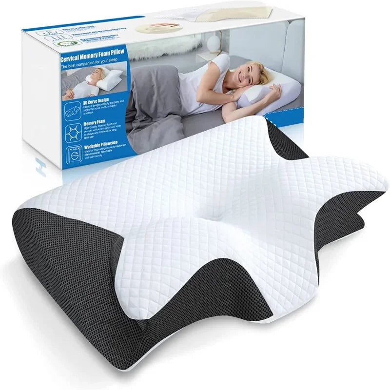 Memory Foam Pillows Butterfly Shaped Relaxing Cervical Slow For Rebound Neck Pillow Pain Relief Sleeping Orthopedic Neck Pillow